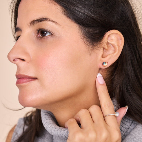 Terre | Argent sterling .925 | Boucles d'oreilles mini clous Galaxy Glass